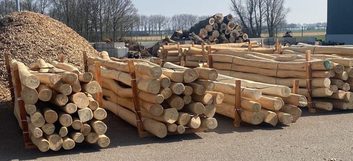 robinia houten palen tuin rond